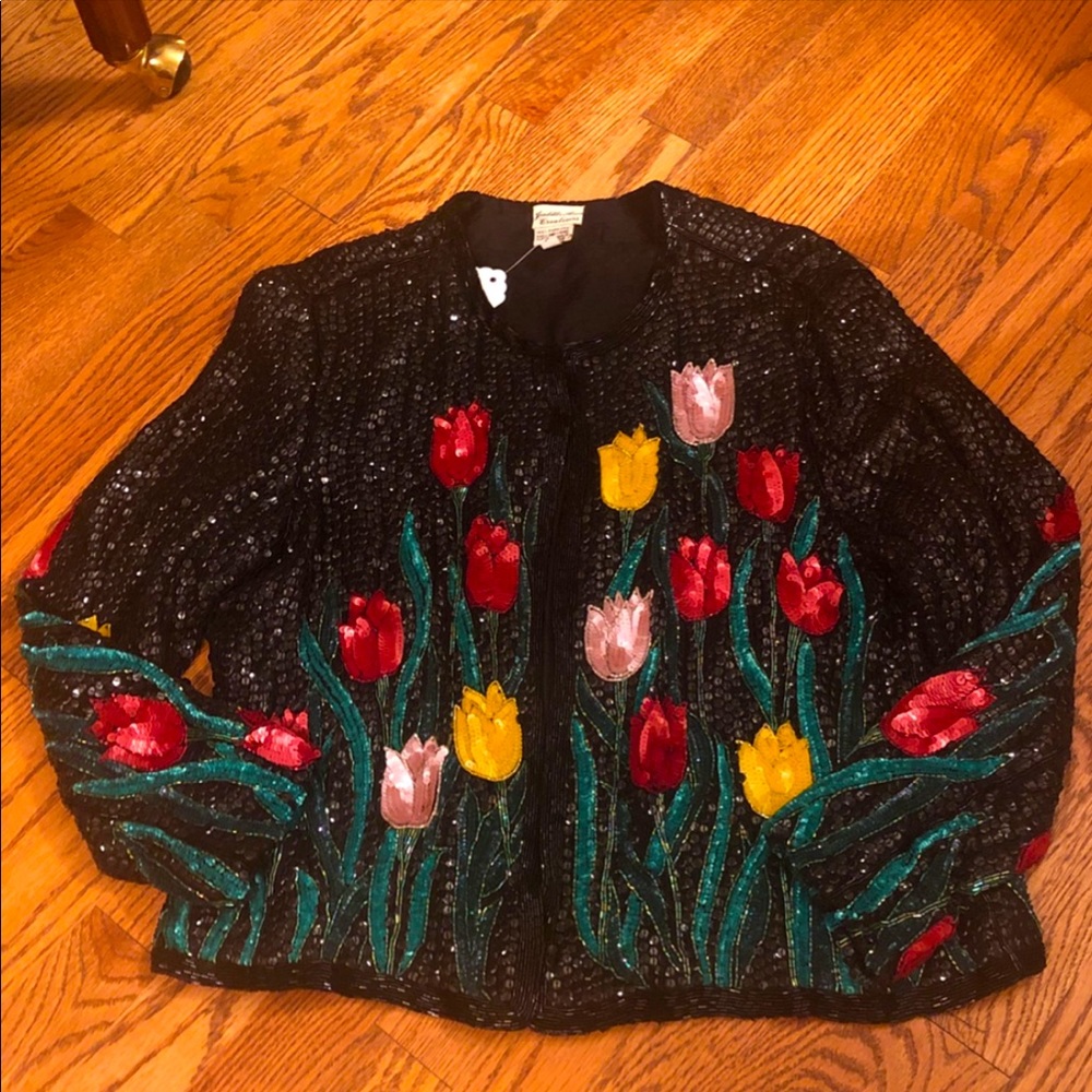 Judith Ann beaded sequin blazer vintage size small